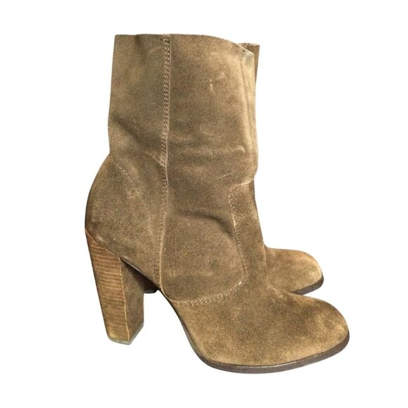 No 704 b EDDA Brown Suede High Heel Ankle Boots Size 39 8.5 Anthropologie - Picture 1 of 11
